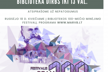 Rugsėjo 17 d. (penktadienį) biblioteka dirbs iki 13 val.