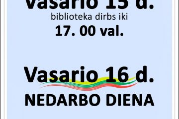 Bibliotekos darbo laikas šventiniu laikotarpiu