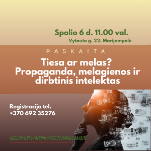 Paskaita „Tiesa ar melas? Propaganda, melagienos ir dirbtinis intelektas“